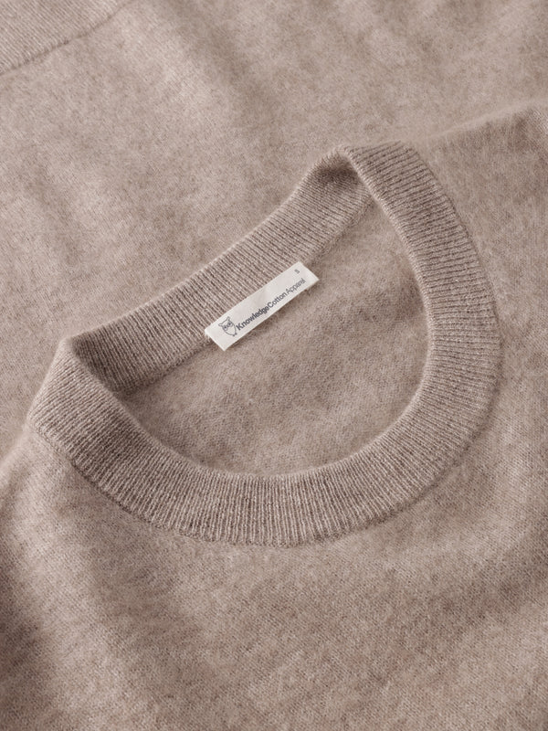 KnowledgeCotton Apparel - WMN Cashmere Crew Neck Knit RWS Knits 1336 Kelp melange