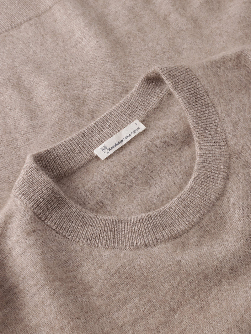 KnowledgeCotton Apparel - WMN Cashmere Crew Neck Knit RWS Knits 1336 Kelp melange