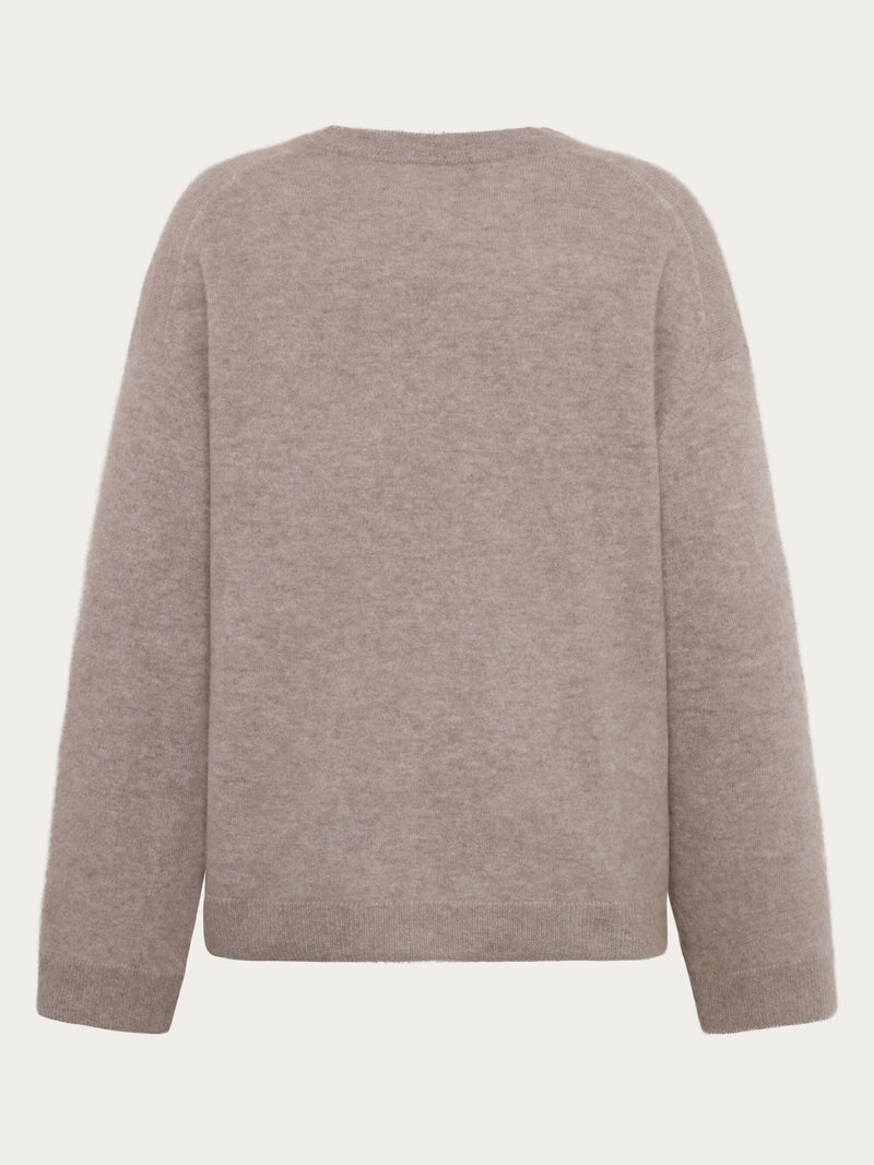 KnowledgeCotton Apparel - WMN Cashmere Crew Neck Knit RWS Knits 1336 Kelp melange
