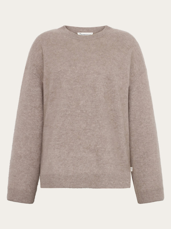KnowledgeCotton Apparel - WMN Cashmere Crew Neck Knit RWS Knits 1336 Kelp melange