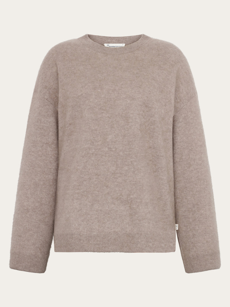 KnowledgeCotton Apparel - WMN Cashmere Crew Neck Knit RWS Knits 1336 Kelp melange