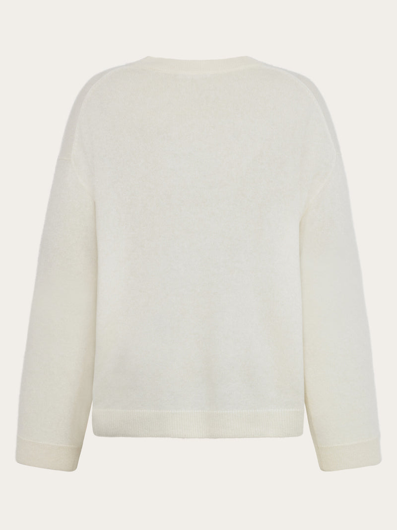 KnowledgeCotton Apparel - WMN Cashmere Crew Neck Knit RWS Knits 1387 Egret