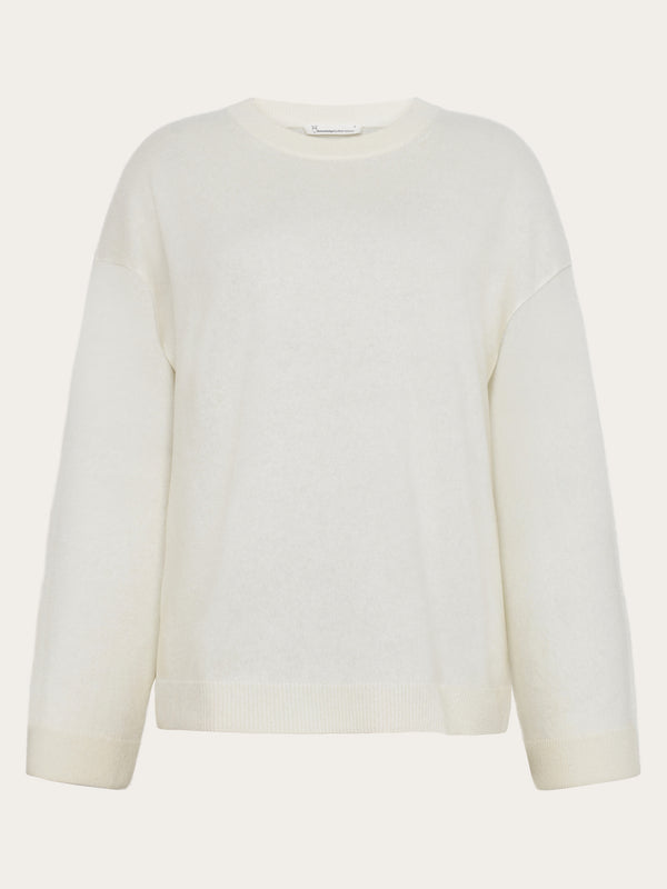 KnowledgeCotton Apparel - WMN Cashmere Crew Neck Knit RWS Knits 1387 Egret