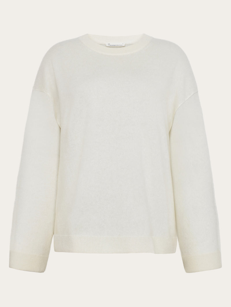 KnowledgeCotton Apparel - WMN Cashmere Crew Neck Knit RWS Knits 1387 Egret
