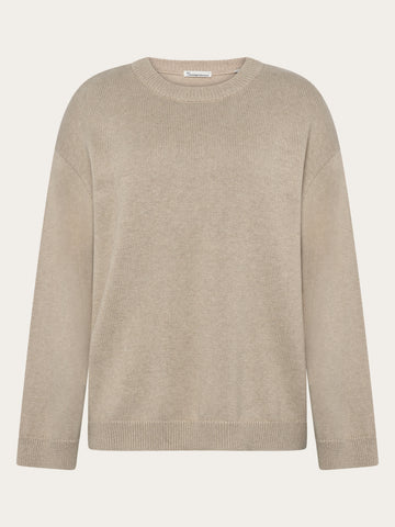 KnowledgeCotton Apparel - WMN Cashmere crew neck sweater Knits 1228 Light feather gray