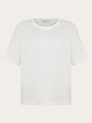 KnowledgeCotton Apparel - WMN Cashmere knit t-shirt Knits 1387 Egret