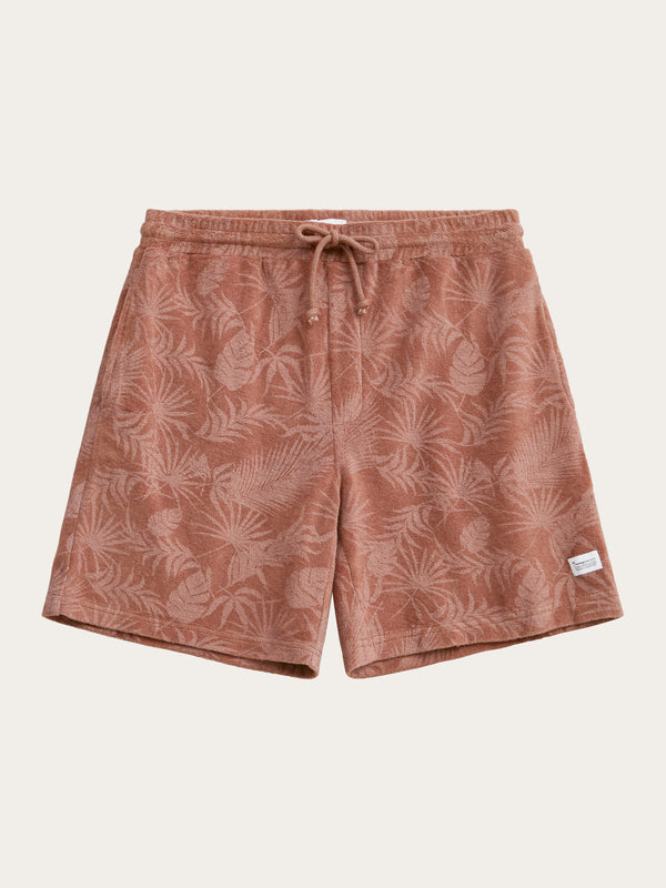KnowledgeCotton Apparel - MEN Casual printed terry short Shorts 9926 Brown