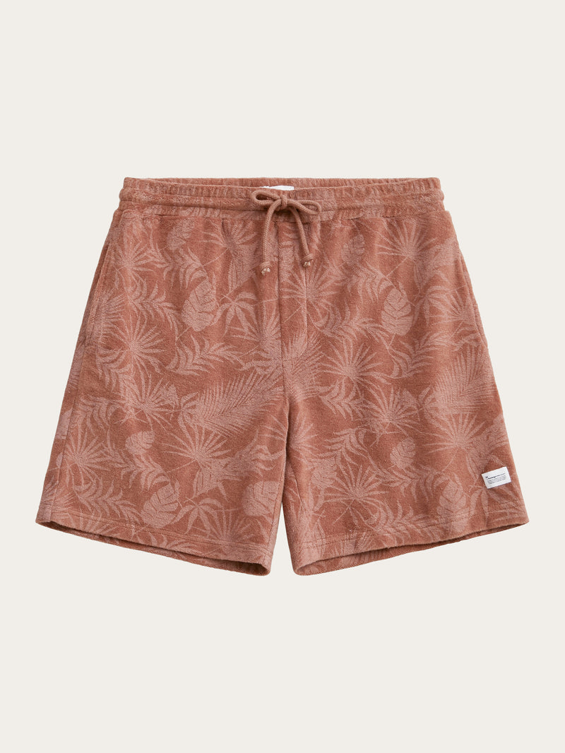 KnowledgeCotton Apparel - MEN Casual printed terry short Shorts 9926 Brown