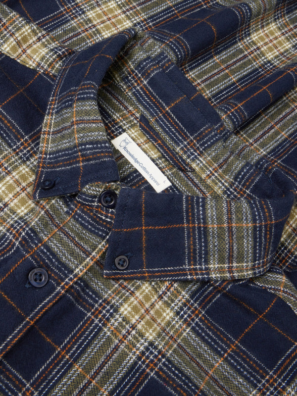 KnowledgeCotton Apparel - MEN Check flannel shirt Shirts 7021 blue check
