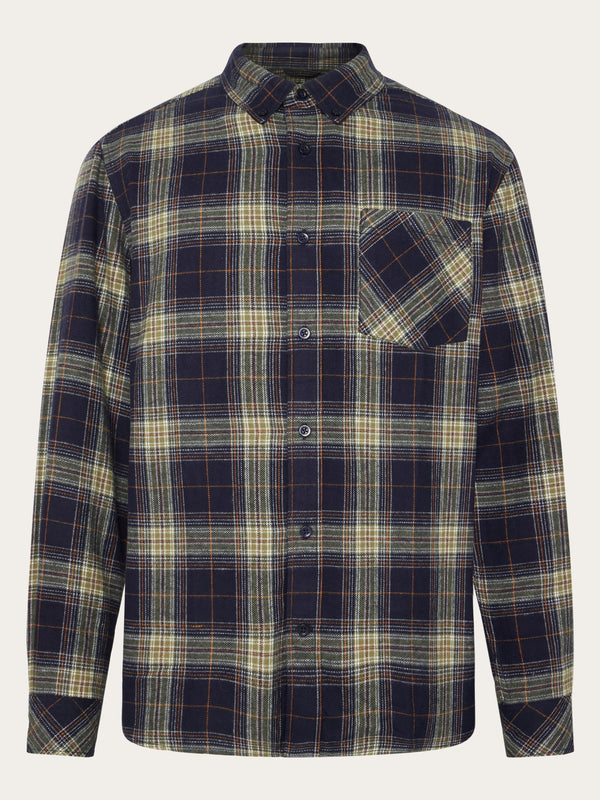 KnowledgeCotton Apparel - MEN Check flannel shirt Shirts 7021 blue check