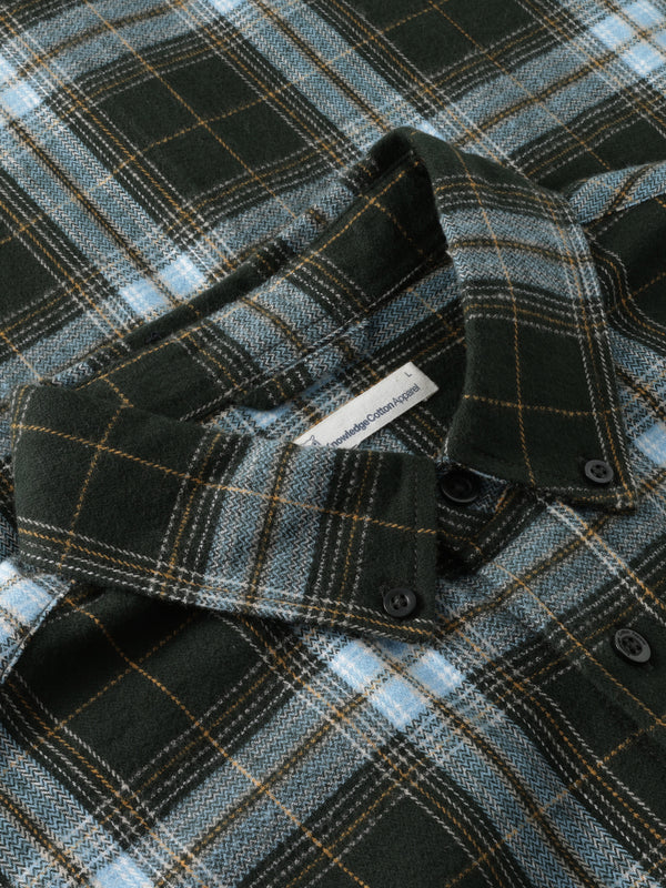 KnowledgeCotton Apparel - MEN Check flannel shirt Shirts 7023 Green check