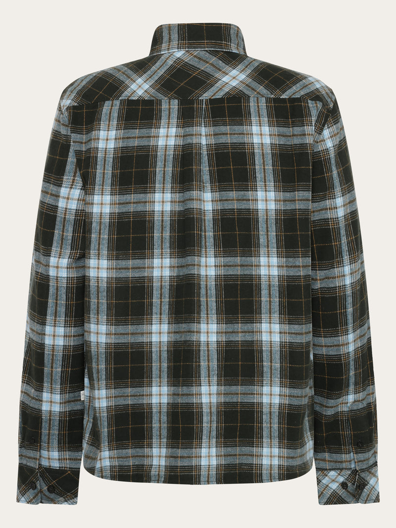 KnowledgeCotton Apparel - MEN Check flannel shirt Shirts 7023 Green check