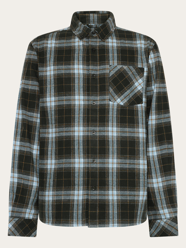 KnowledgeCotton Apparel - MEN Check flannel shirt Shirts 7023 Green check