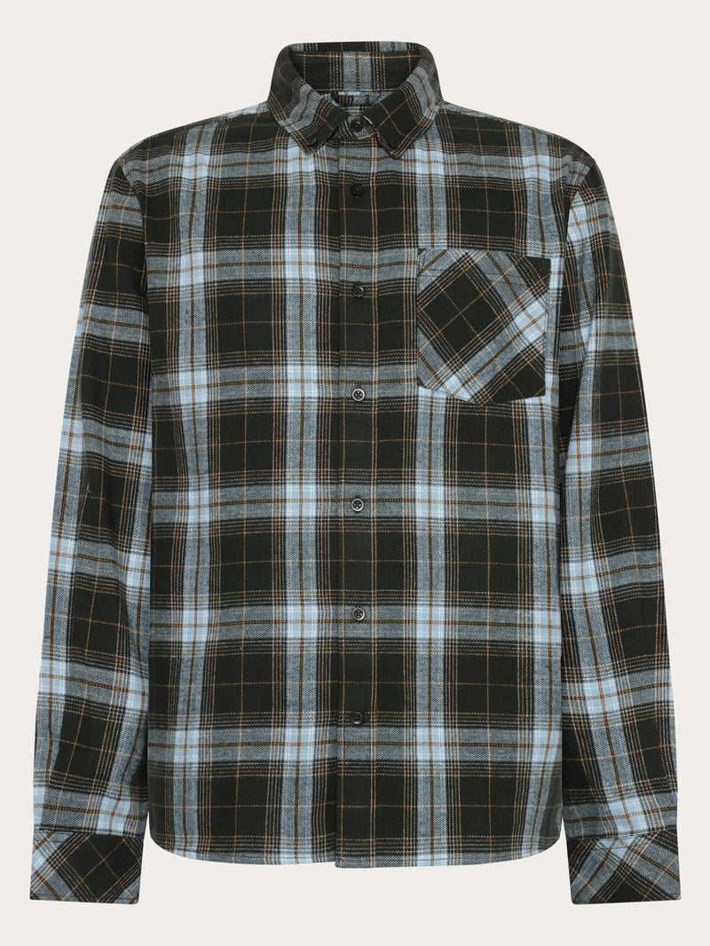 KnowledgeCotton Apparel - MEN Check flannel shirt Shirts 7023 Green check