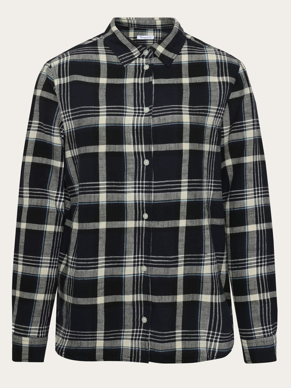 KnowledgeCotton Apparel - WMN Check flannel shirt - GOTS/Vegan Shirts 1300 Black Jet