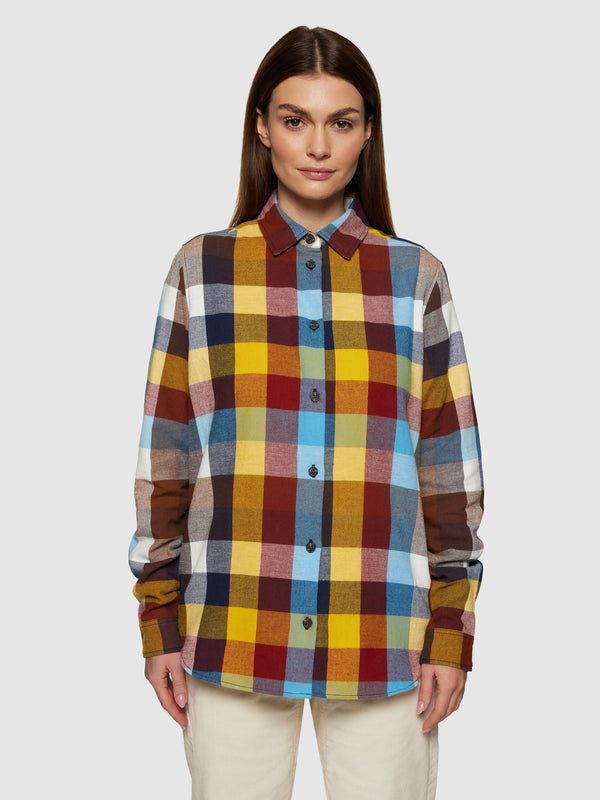 KnowledgeCotton Apparel - WMN Check multi color flannel shirt - GOTS/Vegan Shirts 7032 Multi check