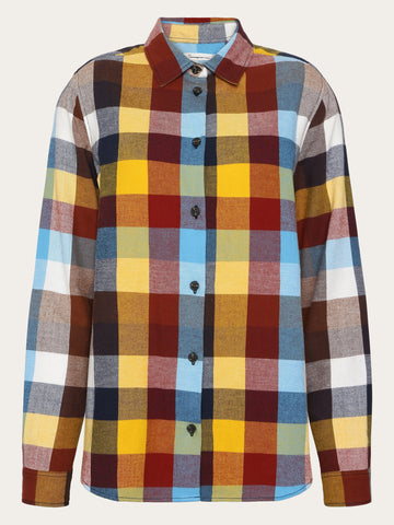 KnowledgeCotton Apparel - WMN Check multi color flannel shirt - GOTS/Vegan Shirts 7032 Multi check