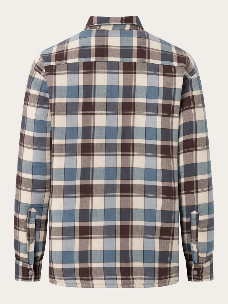 KnowledgeCotton Apparel - MEN Checked loose fit padded overshirt Overshirts 7021 blue check