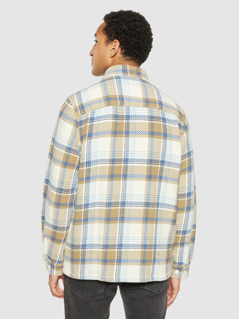 KnowledgeCotton Apparel - MEN Checked overshirt - GOTS/Vegan Overshirts 7033 Creme check