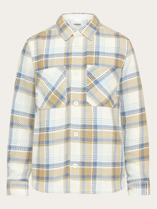 KnowledgeCotton Apparel - MEN Checked overshirt - GOTS/Vegan Overshirts 7033 Creme check