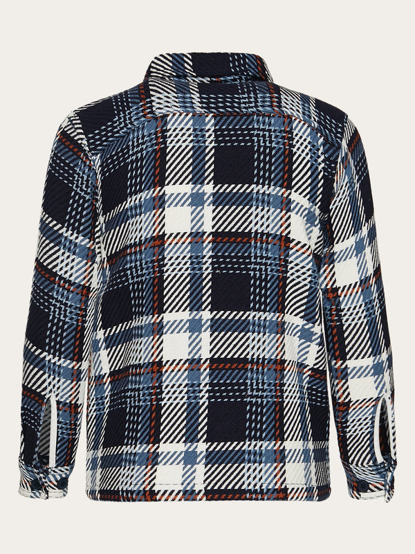 KnowledgeCotton Apparel - YOUNG Checked overshirt - GOTS/Vegan Overshirts 7021 blue check