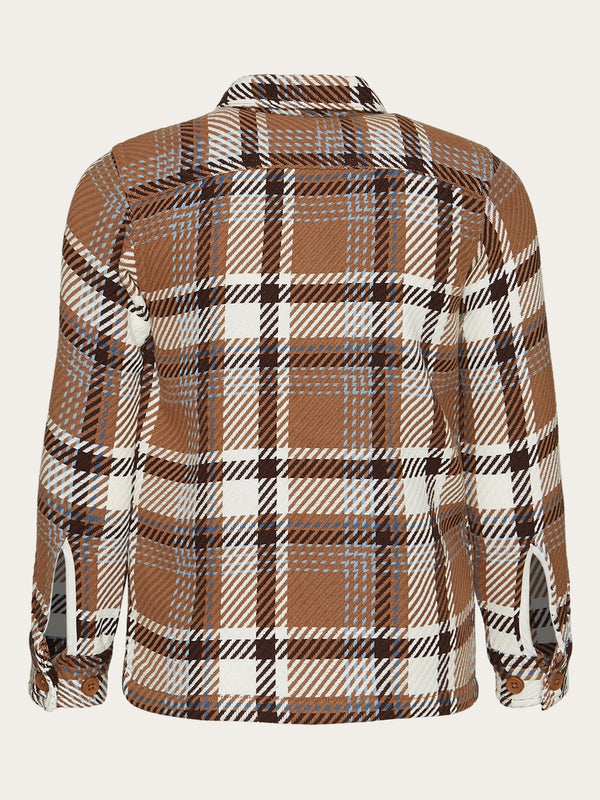 KnowledgeCotton Apparel - YOUNG Checked overshirt - GOTS/Vegan Overshirts 7026 Brown check