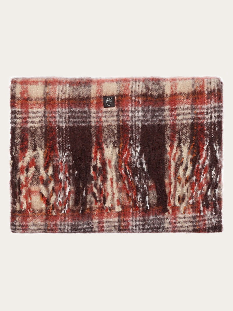 KnowledgeCotton Apparel - UNI Checked scarf - GRS/Vegan Scarfs 7026 Brown check