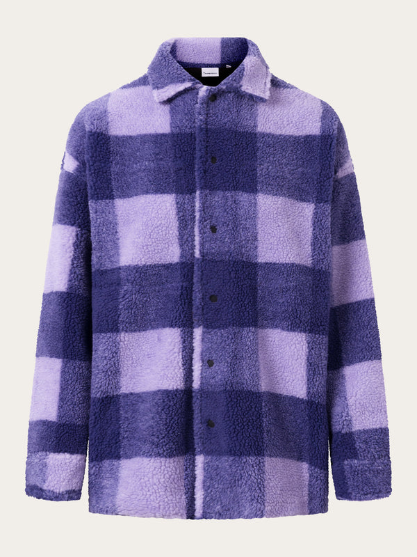 KnowledgeCotton Apparel - WMN Checked teddy overshirt Overshirts 1418 Violet Tulip