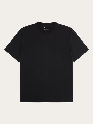 KnowledgeCotton Apparel - MEN Chest embroidery t-shirt T-shirts 1300 Black Jet
