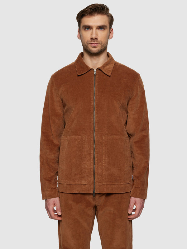 KnowledgeCotton Apparel - MEN Classic 14-wales cotton corduroy zip overshirt - GOTS/Vegan Overshirts 1121 Dachshund