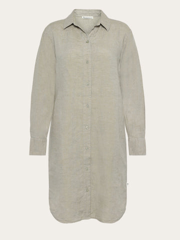 KnowledgeCotton Apparel - WMN Classic linen dress Dresses 1498 Twill - Yarndyed
