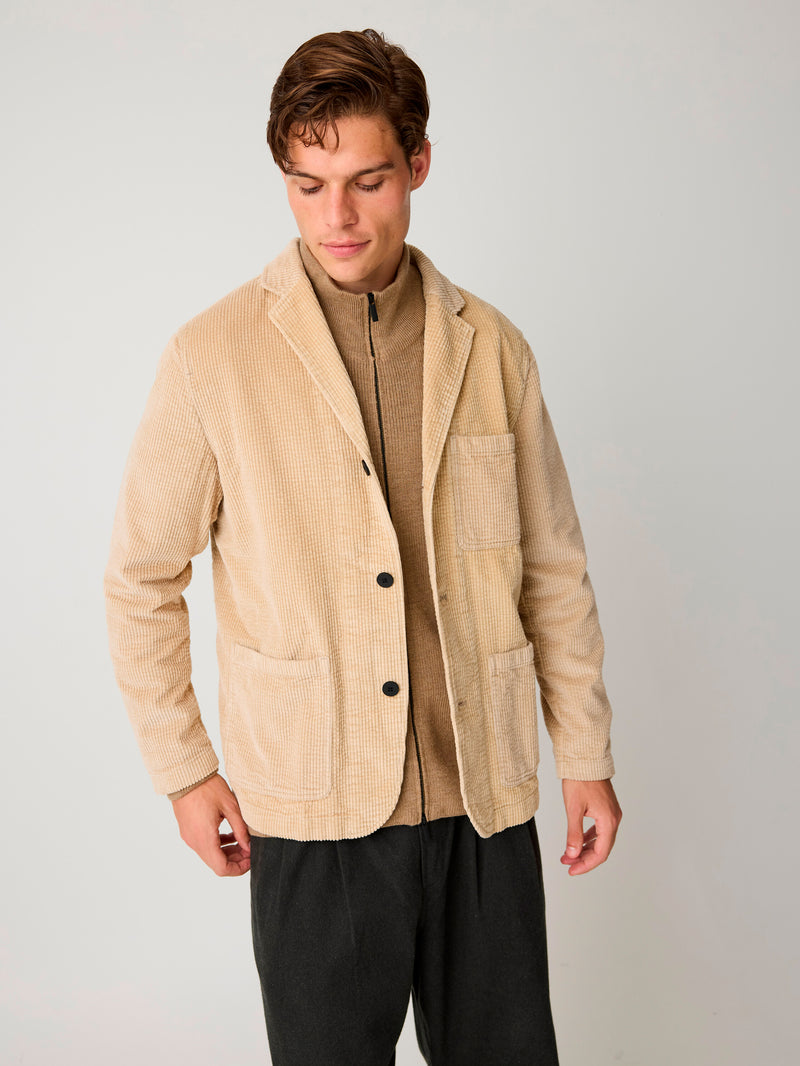 KnowledgeCotton Apparel - MEN Corduroy blazer Overshirts 1228 Light feather gray