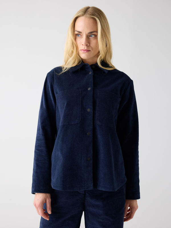 KnowledgeCotton Apparel - WMN Corduroy overshirt Overshirts 1412 Night Sky