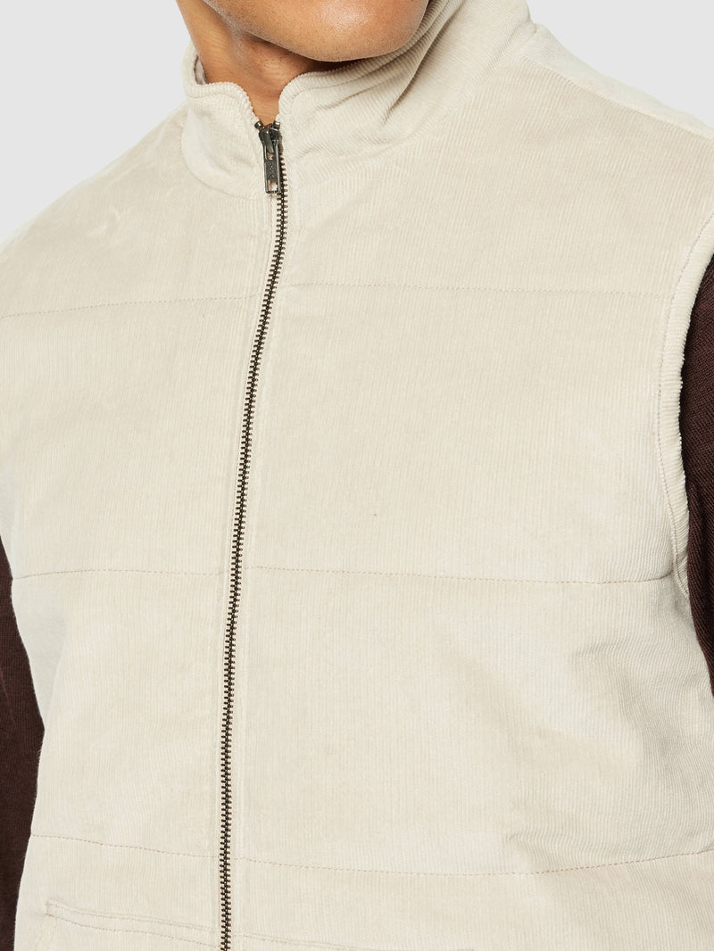 KnowledgeCotton Apparel - MEN Corduroy overshirt Vests 1228 Light feather gray