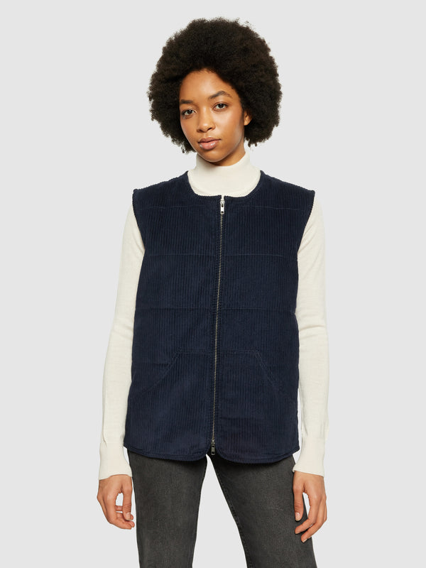 KnowledgeCotton Apparel - WMN Corduroy overshirt Vests 1412 Night Sky