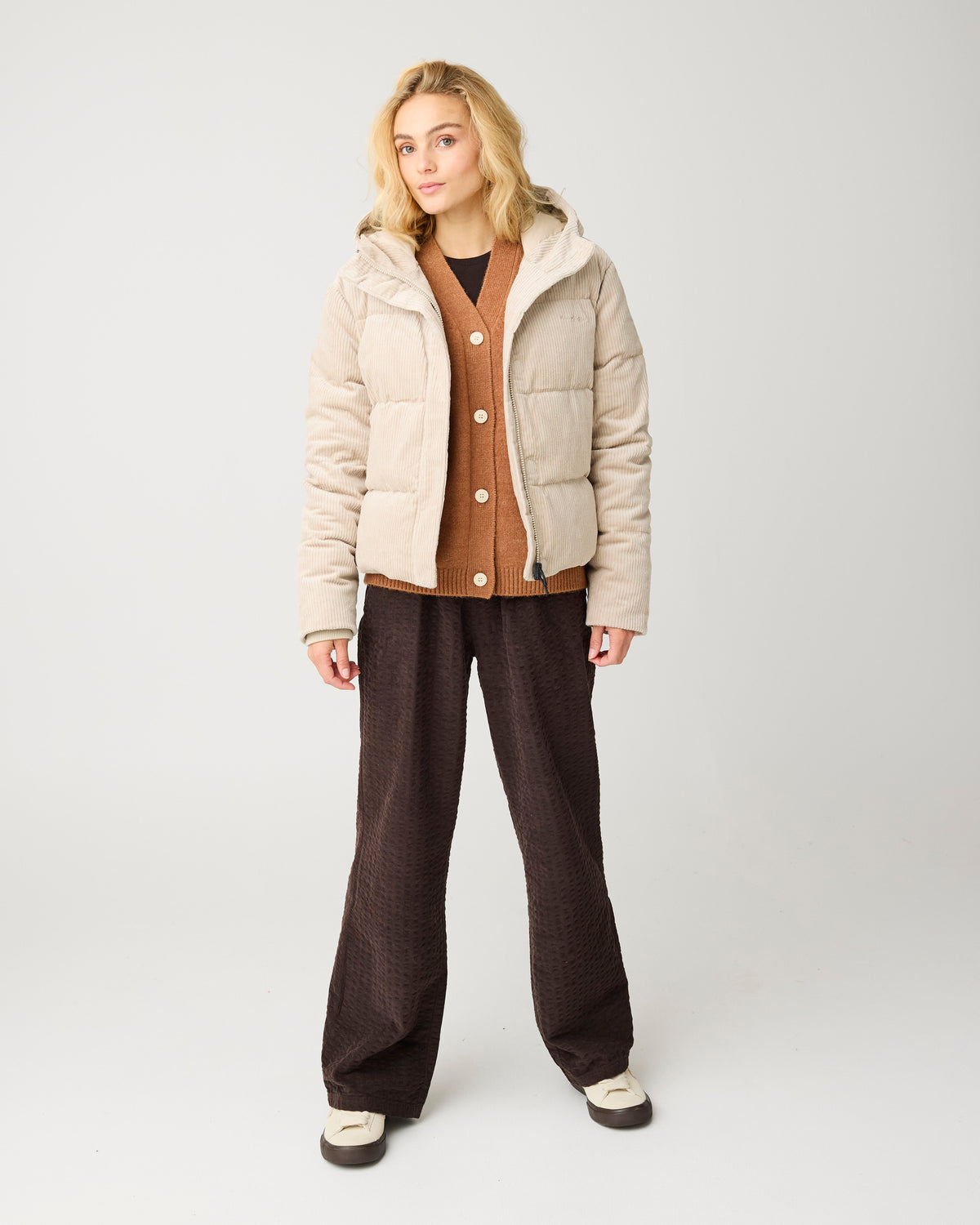 KnowledgeCotton Apparel - WMN Corduroy puffer jacket Jackets 1228 Light feather gray