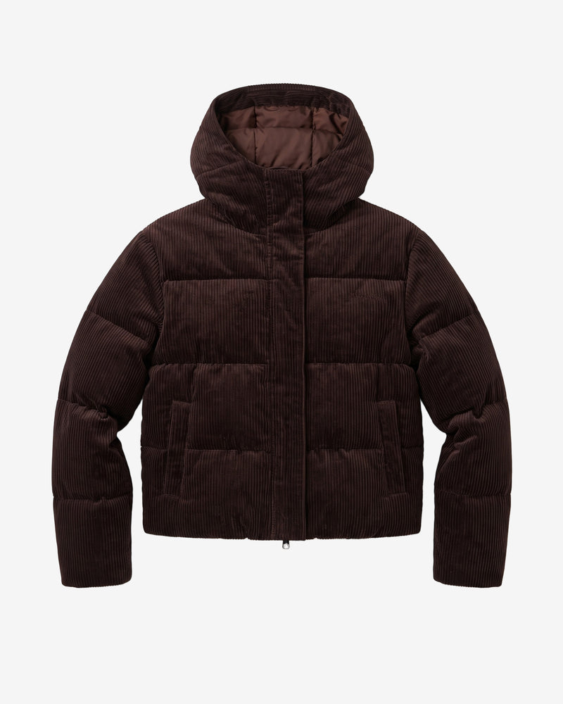 KnowledgeCotton Apparel - WMN Corduroy puffer jacket Jackets 1487 Chocolate Torte