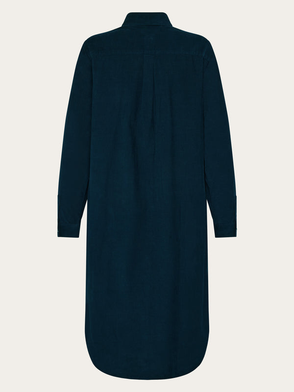 KnowledgeCotton Apparel - WMN Corduroy shirt dress Dresses 1001 Total Eclipse