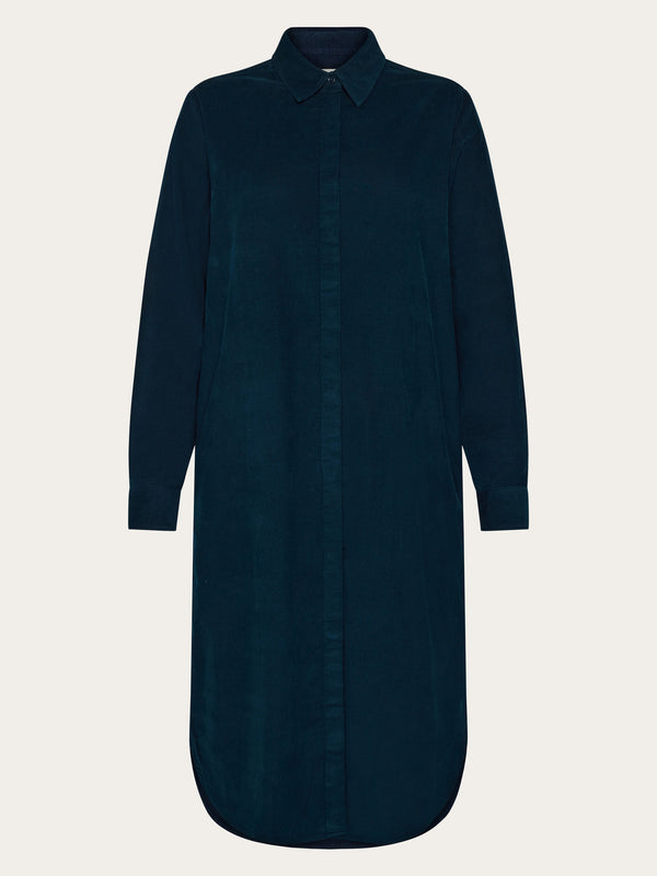 KnowledgeCotton Apparel - WMN Corduroy shirt dress Dresses 1001 Total Eclipse