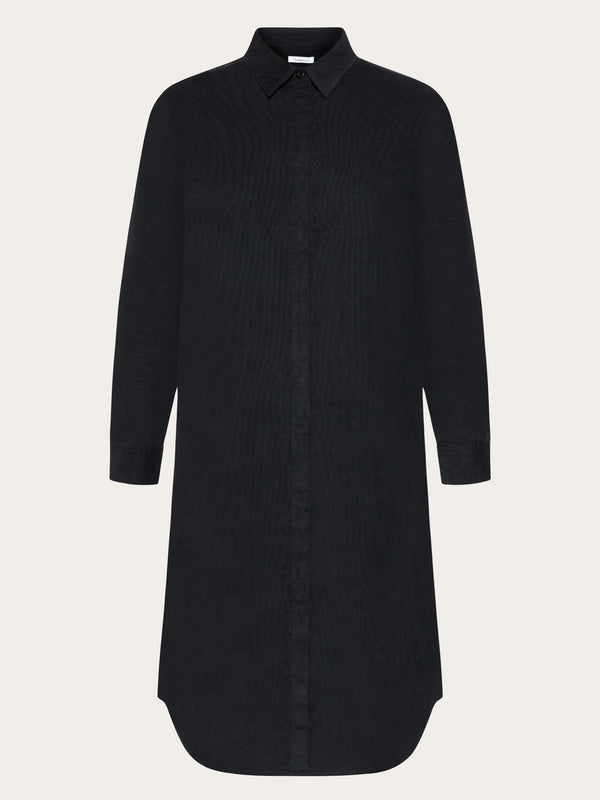 KnowledgeCotton Apparel - WMN Corduroy shirt dress Dresses 1300 Black Jet