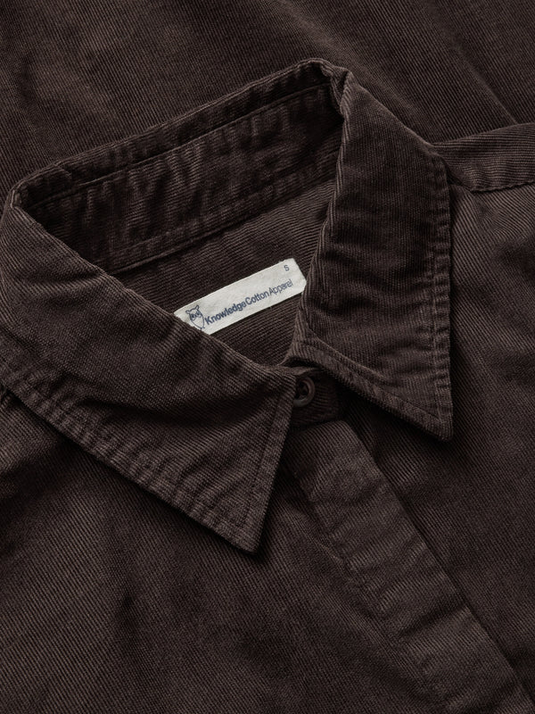 KnowledgeCotton Apparel - WMN Corduroy shirt dress Dresses 1487 Chocolate Torte
