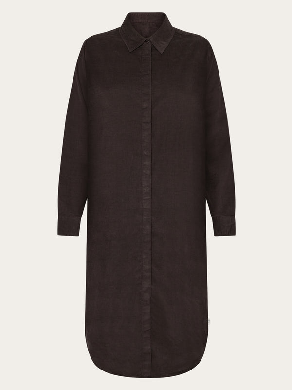 KnowledgeCotton Apparel - WMN Corduroy shirt dress Dresses 1487 Chocolate Torte