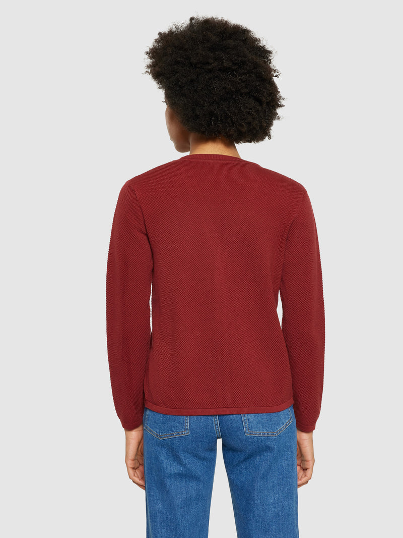 KnowledgeCotton Apparel - WMN Cotton micro bubble cardigan - Regenerative Organic Certified® - GOTS/vegan Knits 1478 Fired Brick