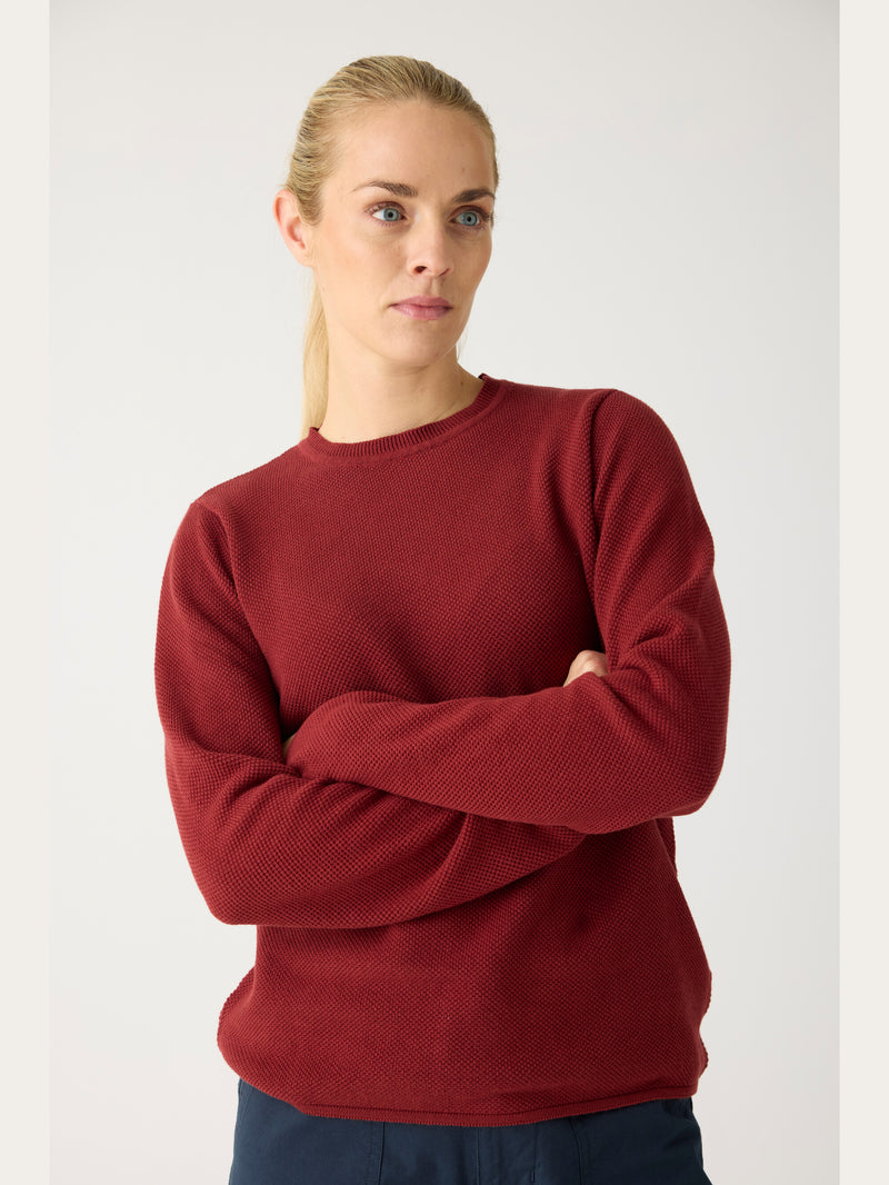 KnowledgeCotton Apparel - WMN Cotton micro bubble crew neck knit - Regenerative Organic Certified® - GOTS/vegan Knits 1478 Fired Brick