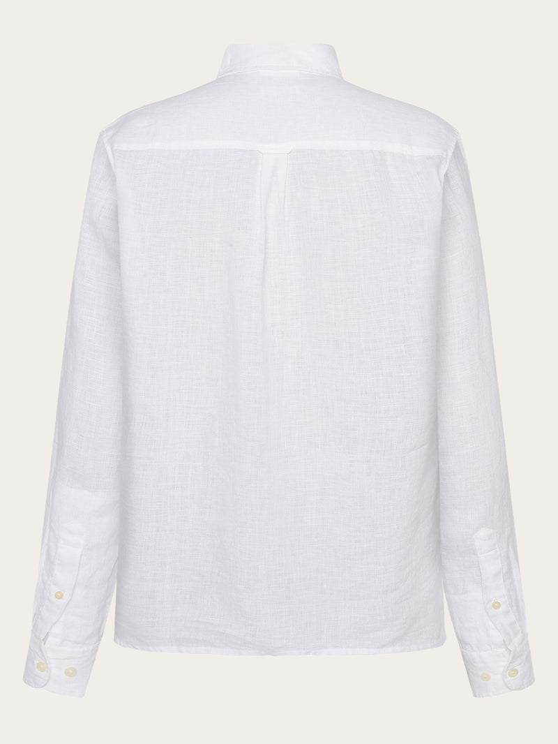 KnowledgeCotton Apparel - MEN Custom fit linen shirt Shirts 1010 Bright White