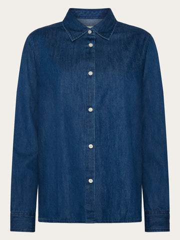 KnowledgeCotton Apparel - WMN Denim shirt Denim shirt 3059 Dark Blue denim
