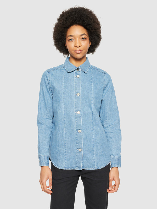 KnowledgeCotton Apparel - WMN Denim shirt - GOTS/Vegan Shirts 3058 Light Blue denim