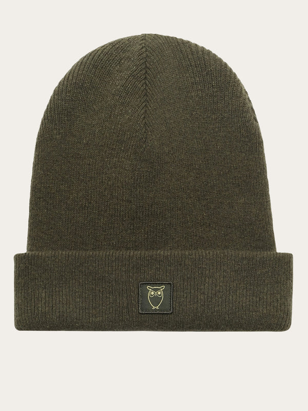 KnowledgeCotton Apparel - UNI Double layer wool beanie Hats 1090 Forrest Night