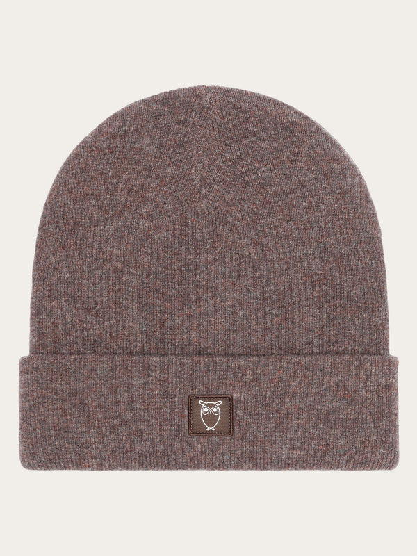 KnowledgeCotton Apparel - UNI Double layer wool beanie Hats 1243 Demitasse (brown)