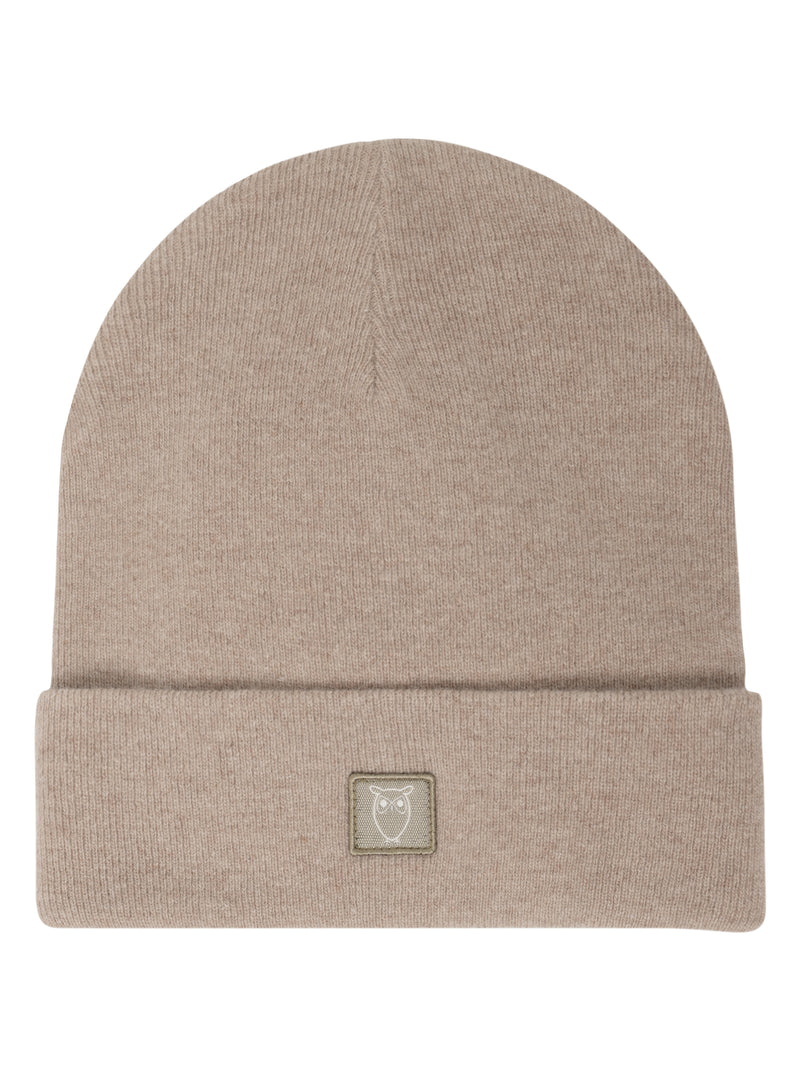 KnowledgeCotton Apparel - UNI Double layer wool beanie Hats 1336 Kelp melange